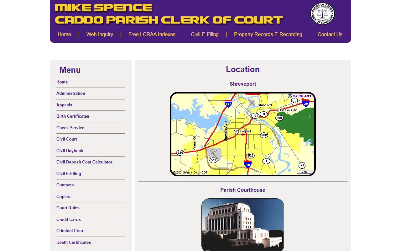 Caddo Parish Clerk of Court courthouse location source