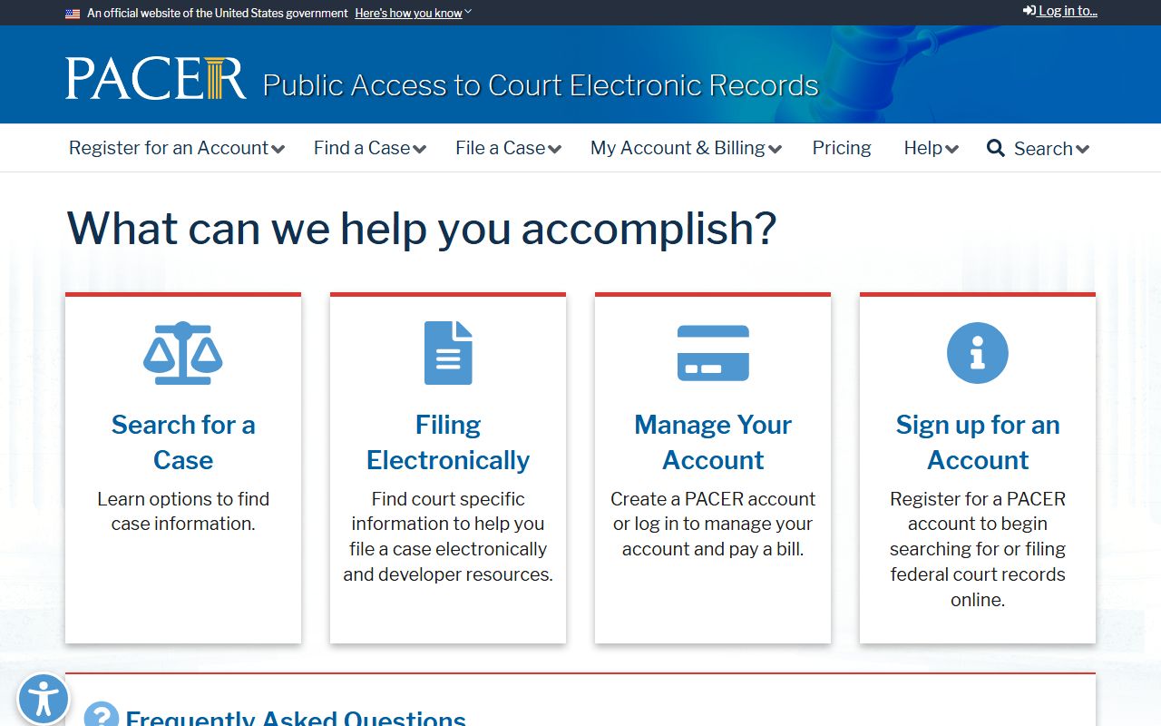 Caddo Parish court dockets PACER federal records homepage