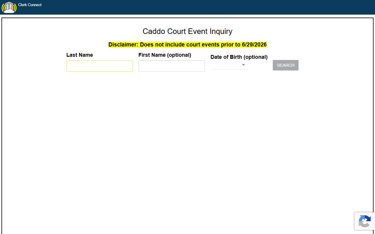 Caddo Parish court records court event inquiry