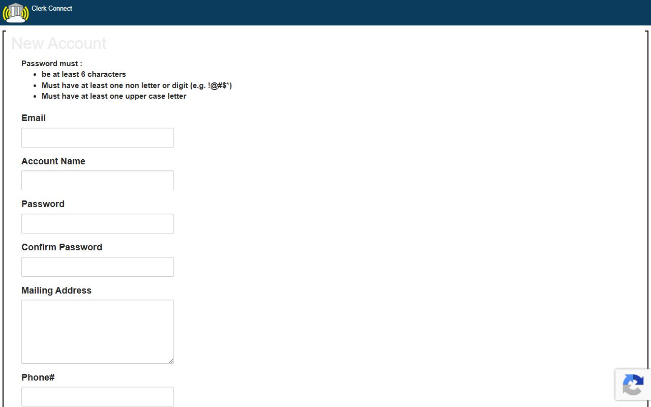 Caddo Parish court records Clerk Connect new account access