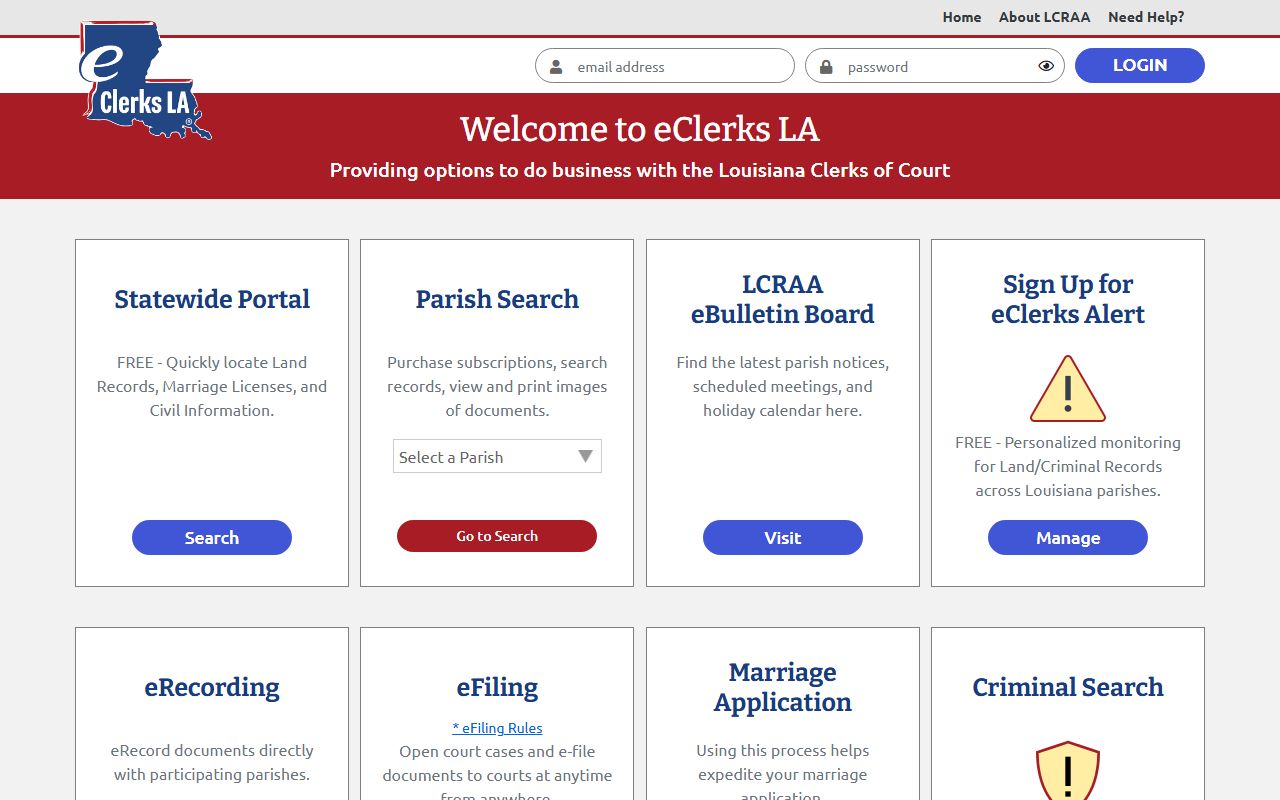 Caddo Parish court records eClerks statewide portal