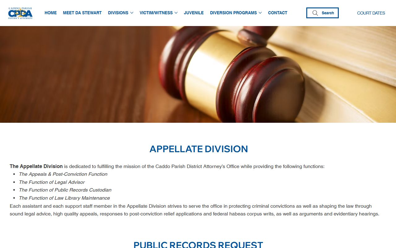 Caddo Parish criminal court records District Attorney public records contacts