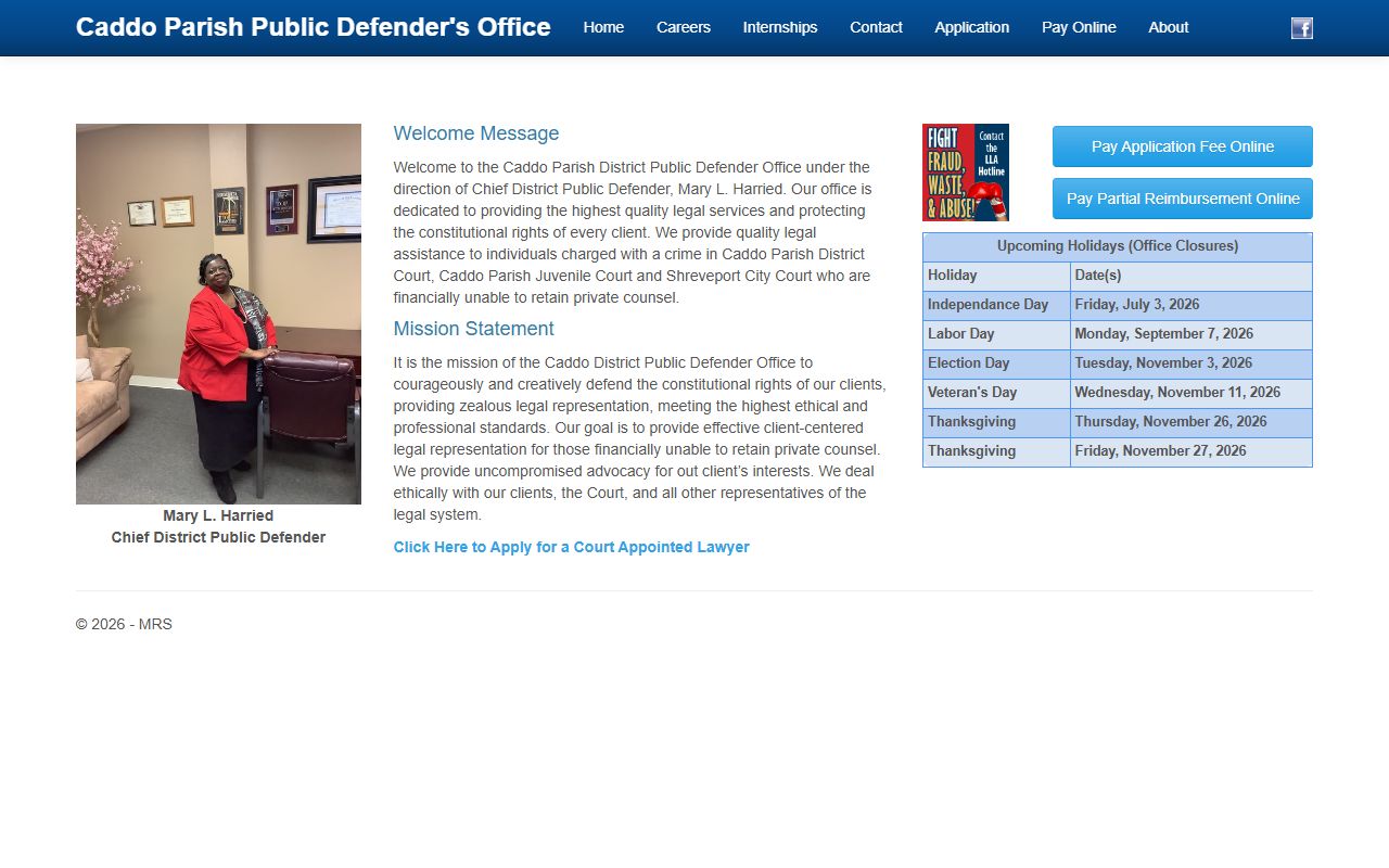 Caddo Parish criminal court records public defender homepage