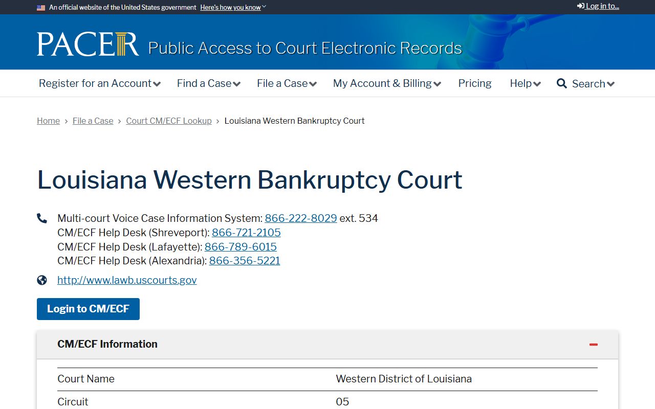 Caddo Parish probate records bankruptcy PACER source