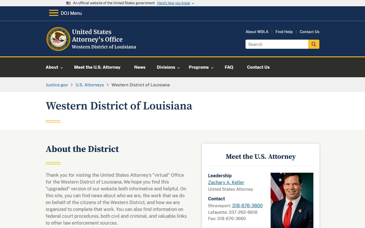 Caddo Parish probate records U.S. Attorney Western District source