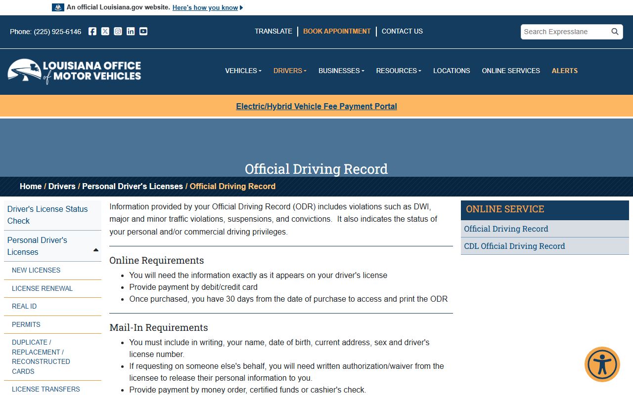 Caddo Parish traffic court records Louisiana OMV driver record