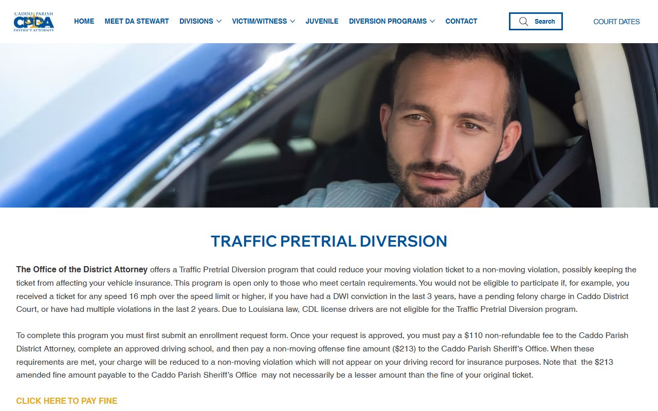 Caddo Parish traffic court records traffic pretrial diversion