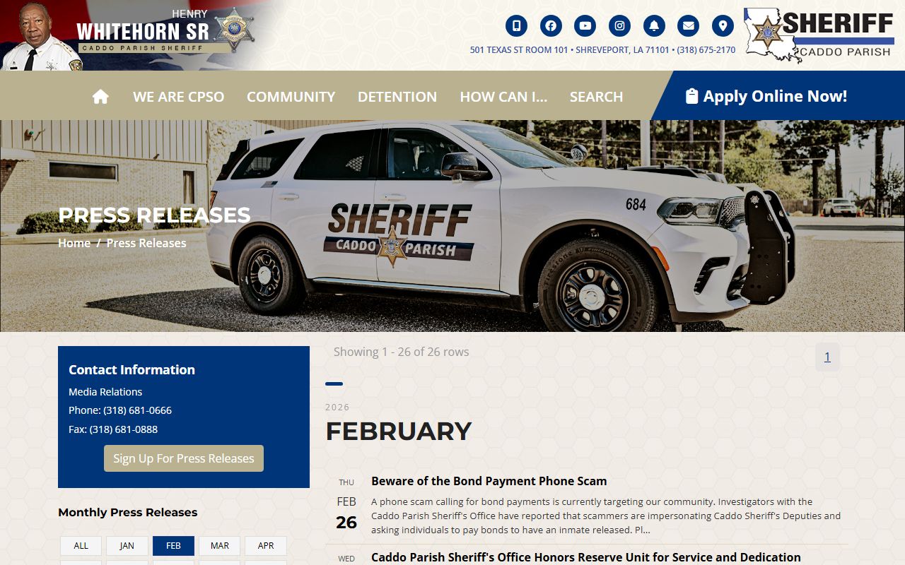 Caddo Parish warrant records Caddo Sheriff news and alerts